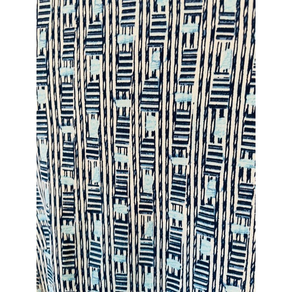 J. McLaughlin Catalina Cloth Size‎ S Blue White Geometric Print 3/4 Sleeve - Picture 3 of 6